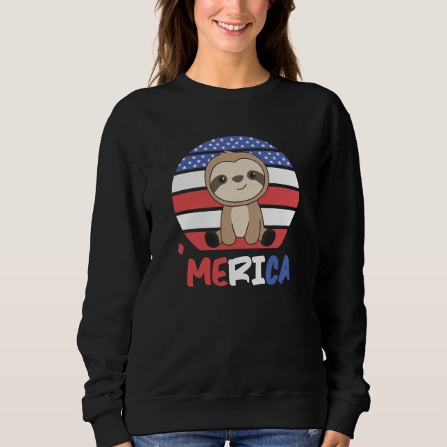 Sloth Funny Sloth 4th Of July American Sweatshirt (Front)