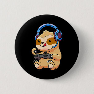 Sloth Gaming Sloths Video Game Gift  6 Cm Round Badge