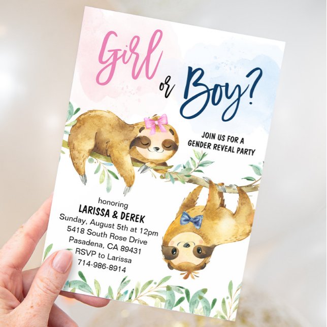 Sloth Gender Reveal Party Invitation (Creator Uploaded)
