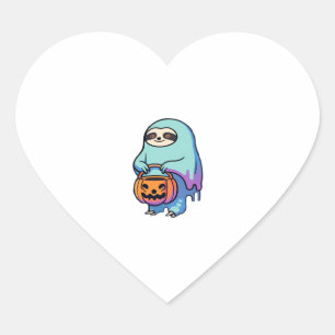 Sloth Ghost Halloween Oversized T-Shirt Heart Sticker