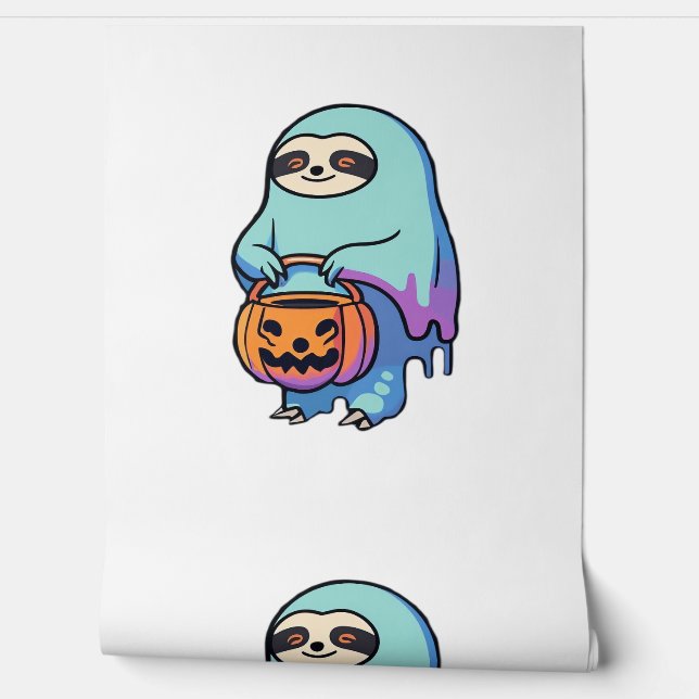 Sloth Ghost Halloween Oversized T-Shirt Wallpaper (Unrolling)