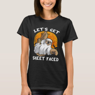 Sloth Ghost Let s Get Sheet Faced Sloth  Halloween T-Shirt