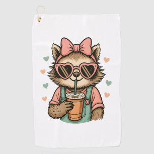 Sloth Girl Coffee Lover Golf Towel
