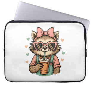 Sloth Girl Coffee Lover Laptop Sleeve