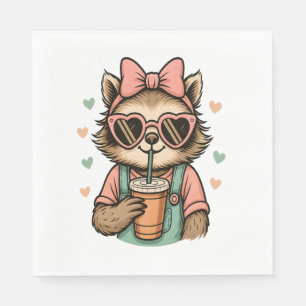 Sloth Girl Coffee Lover Napkin