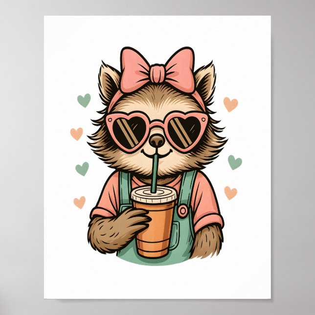 Sloth Girl Coffee Lover Poster (Front)