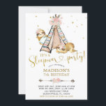 Sloth Girl Teepee Floral Sleepover Party Invite<br><div class="desc">Sloth Girl Teepee Floral Sleepover Party Invitation</div>