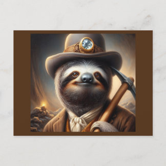 Sloth Gold Miner Postcard