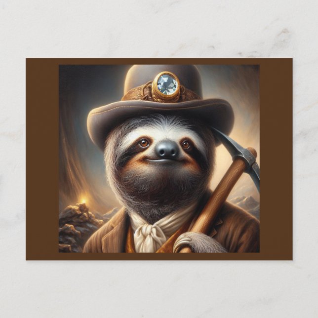 Sloth Gold Miner Postcard (Front)