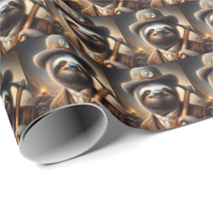 Sloth Gold Miner Wrapping Paper