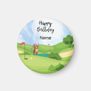 Sloth Golfer is on green for Birthday  Magnet