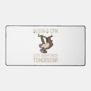 Sloth gym Lets train hard Tomorrow Desk Mat