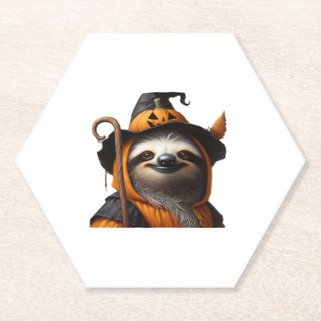 Sloth Halloween Classic T-Shirt Paper Coaster (Front)