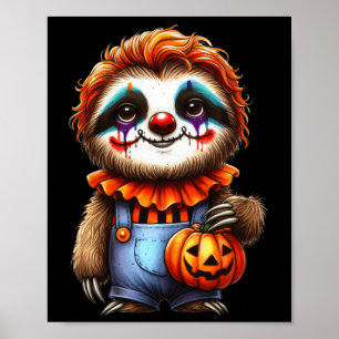 Sloth Halloween Clown Outfit Cute Kawaii Sloth Poster