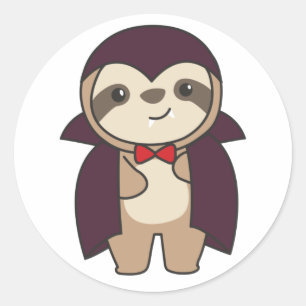 Sloth Halloween Cute Devil Vampire Costume Classic Round Sticker