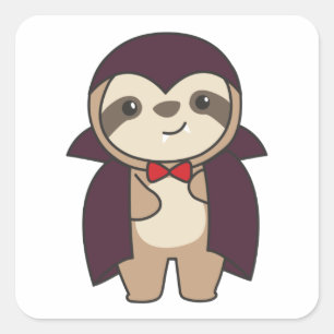 Sloth Halloween Cute Devil Vampire Costume Square  Sticker