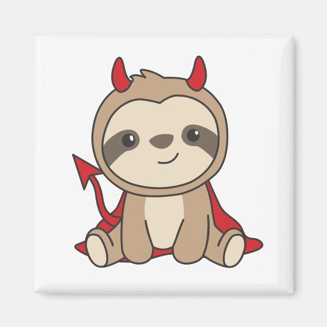 Sloth Halloween Cute Devil Witch Costume Magnet (Front)