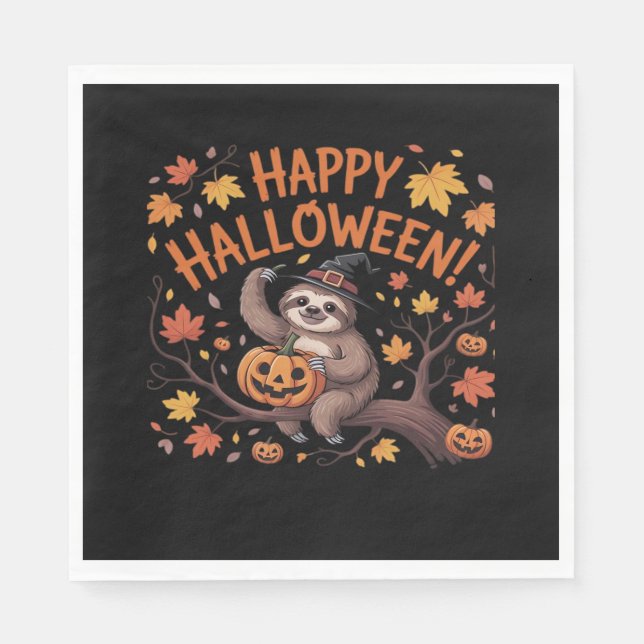 Sloth Halloween Day Classic T-Shirt Napkin (Front)