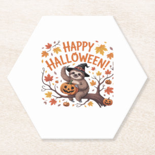 Sloth Halloween Day Classic T-Shirt Paper Coaster