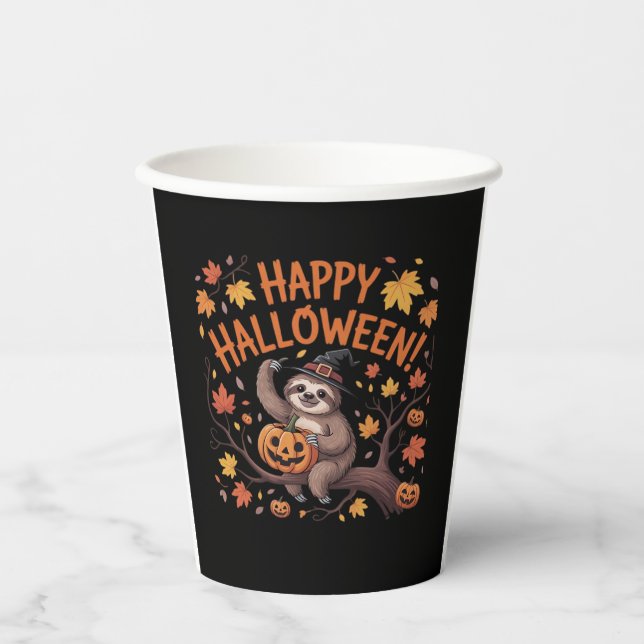 Sloth Halloween Day Classic T-Shirt Paper Cups (Front)