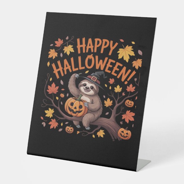 Sloth Halloween Day Classic T-Shirt Pedestal Sign (Front)