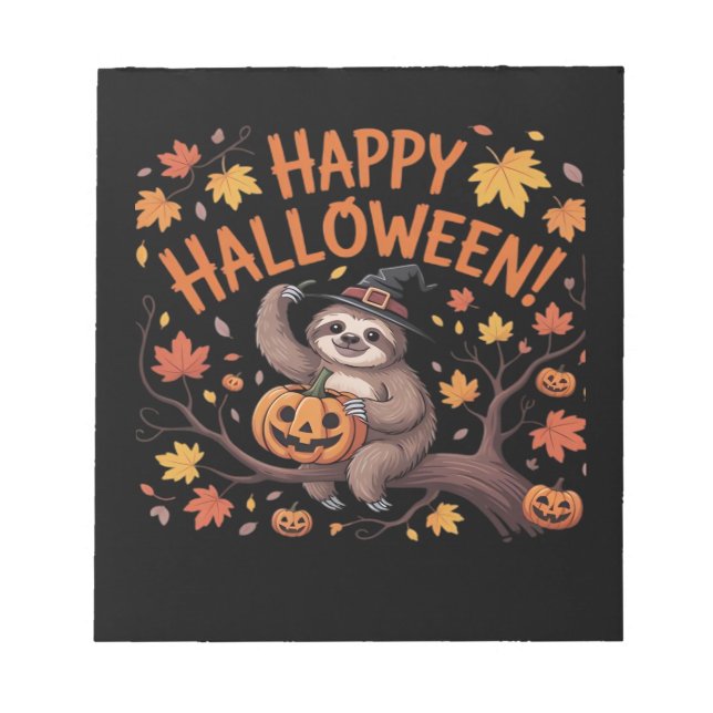 Sloth Halloween Day Oversized T-Shirt Notepad (Front)