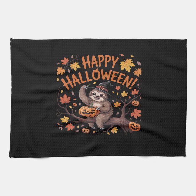 Sloth Halloween Day Oversized T-Shirt Tea Towel (Horizontal)