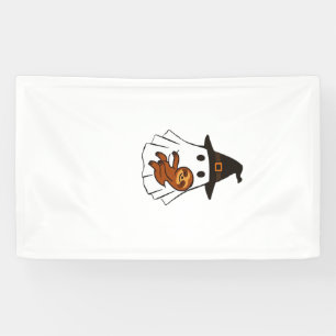 Sloth Halloween Ghost Witch Hat Animal Lovers Boys Banner