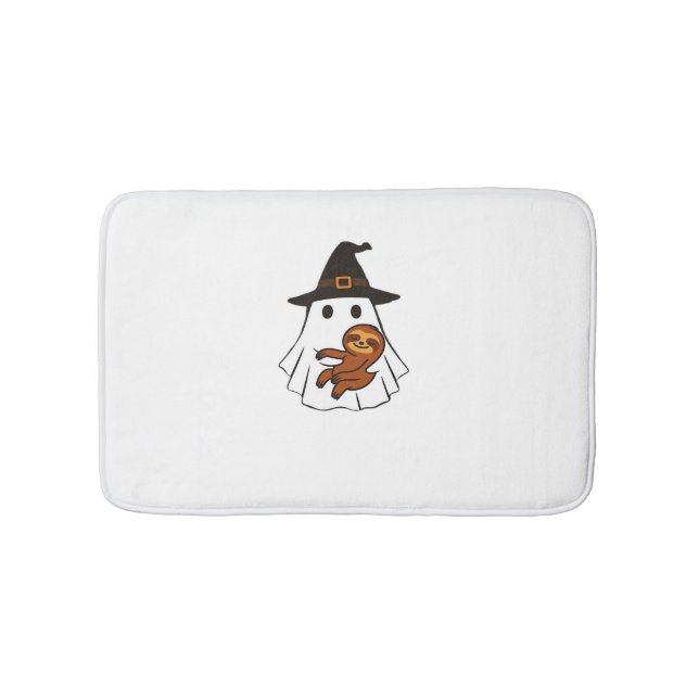 Sloth Halloween Ghost Witch Hat Animal Lovers Boys Bath Mat (Front)