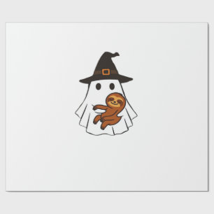 Sloth Halloween Ghost Witch Hat Animal Lovers Boys Wrapping Paper