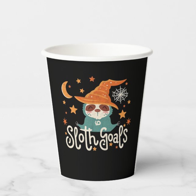 Sloth Halloween Goals Classic T-Shirt Paper Cups (Front)