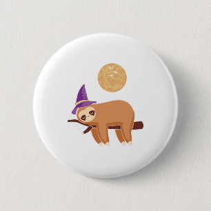 sloth halloween, halloween sloth 6 cm round badge