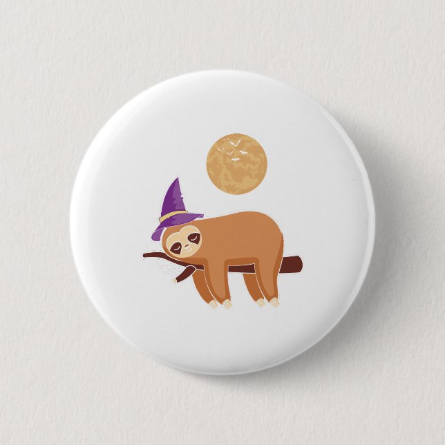 sloth halloween, halloween sloth 6 cm round badge (Front)