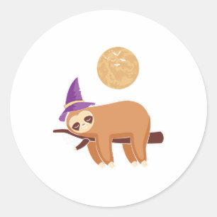 sloth halloween, halloween sloth classic round sticker