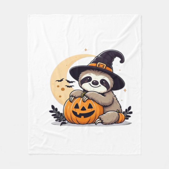 Sloth Halloween Motif Cute Classic T-Shirt Fleece Blanket (Front)