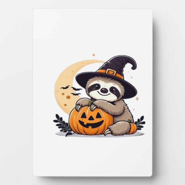 Sloth Halloween Motif Cute Classic T-Shirt Plaque (Front)