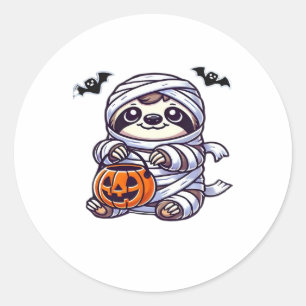 Sloth Halloween Mummy Kids Women Men Sloth Classic Classic Round Sticker
