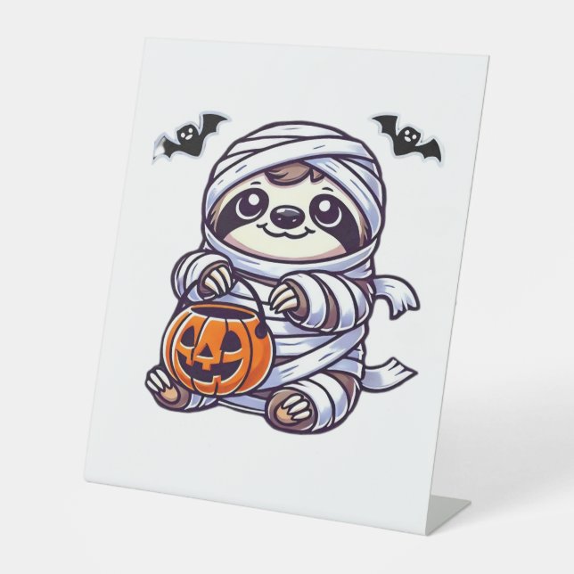 Sloth Halloween Mummy Kids Women Men Sloth Classic Pedestal Sign (Front)