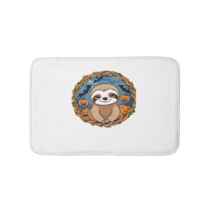 sloth, halloween, october, autumn, thanksgiving Ov Bath Mat