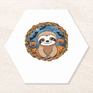 sloth, halloween, october, autumn, thanksgiving Ov Paper Coaster