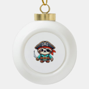 Sloth Halloween Pirate Kids Women Men Sloth Classi Ceramic Ball Christmas Ornament