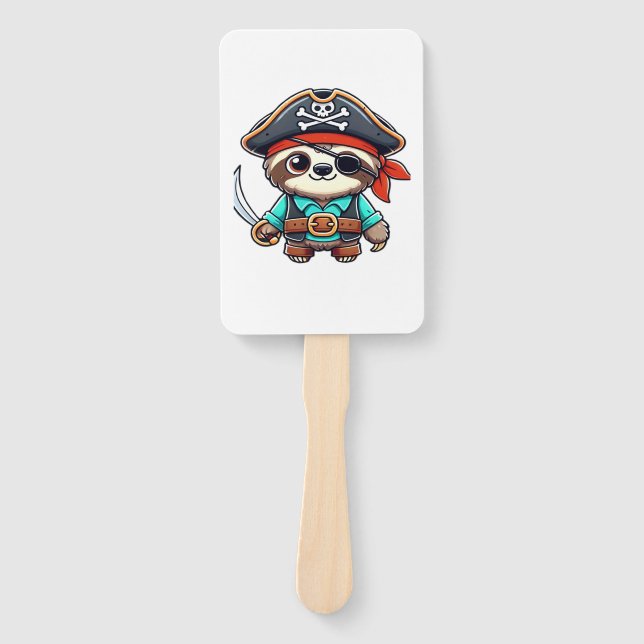 Sloth Halloween Pirate Kids Women Men Sloth Classi Hand Fan (Front)