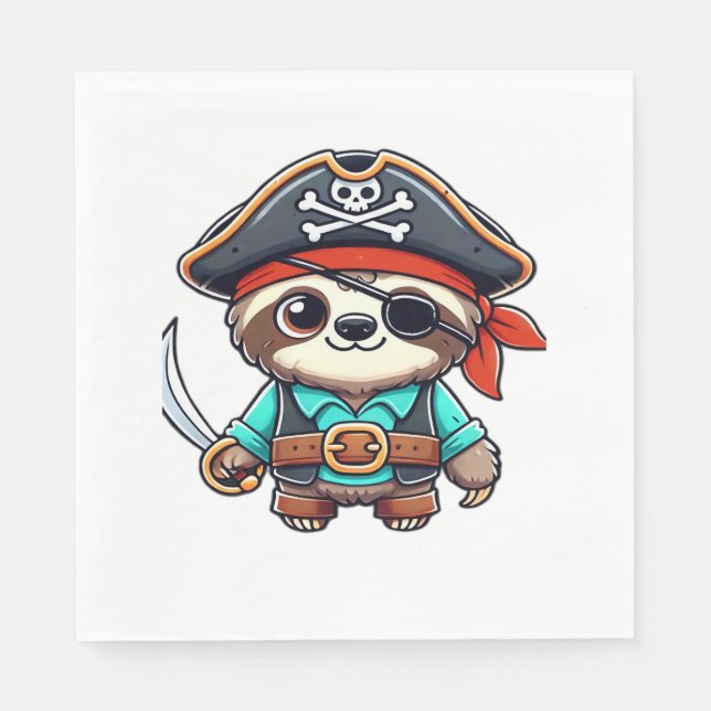 Sloth Halloween Pirate Kids Women Men Sloth Classi Napkin (Front)