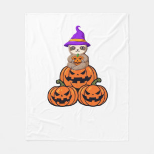 Sloth Halloween Premium T-Shirt Fleece Blanket