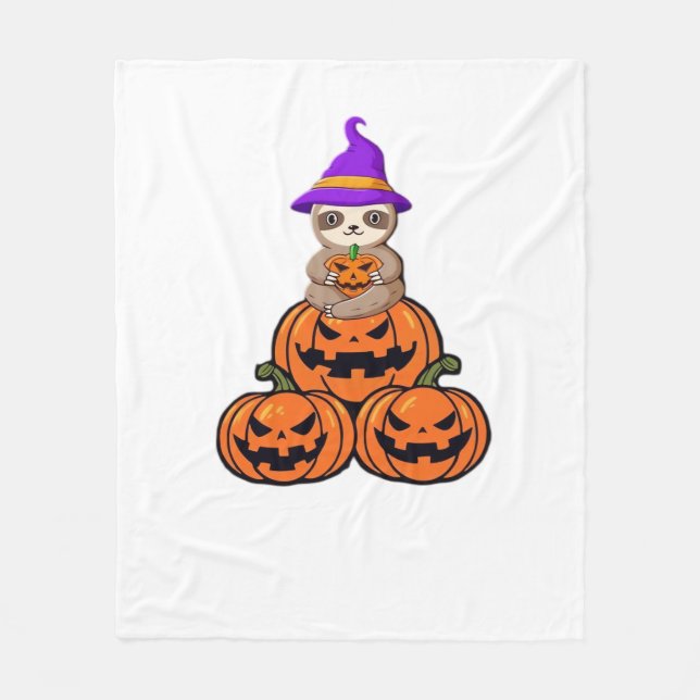 Sloth Halloween Premium T-Shirt Fleece Blanket (Front)