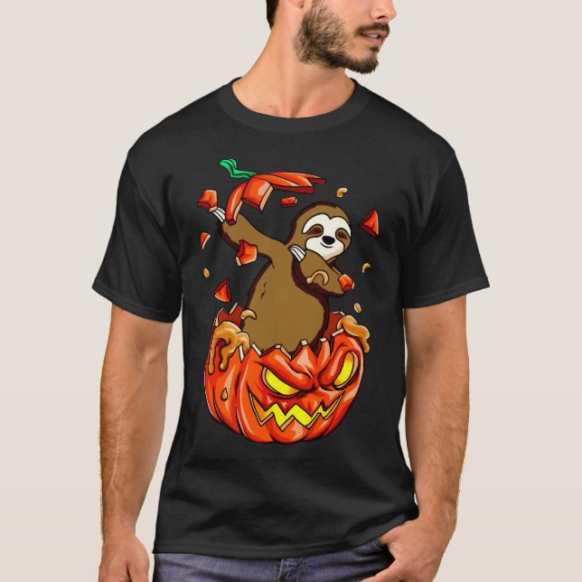 Sloth Halloween Pumpkin T-Shirt (Front)