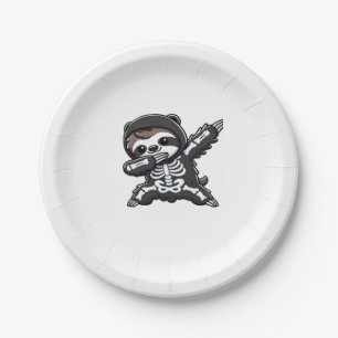 Sloth Halloween Skeleton Kids Women Men Sloth Clas Paper Plate