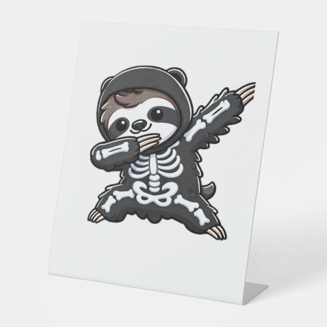 Sloth Halloween Skeleton Kids Women Men Sloth Clas Pedestal Sign (Front)