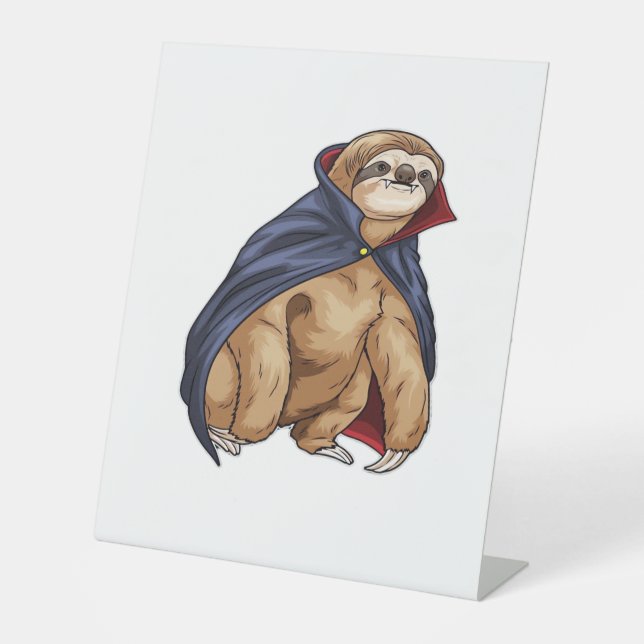 Sloth Halloween Vampire Classic T-Shirt Pedestal Sign (Front)