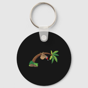 Sloth Hanging Christmas In July Tropical Summer Va Key Ring